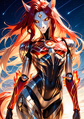 Cyborg Horse Woman in Armor