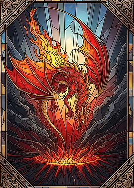 Stained Glass Dragon Art