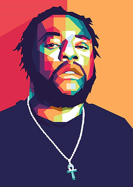 Colorful Portrait with Ankh Necklace