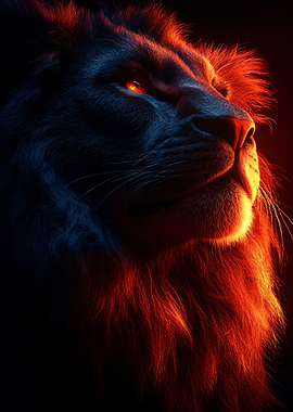 Lion Portrait: Fire and Shadow