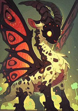 Moth-winged creature horns