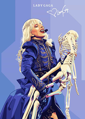 Lady Gaga with Skeleton Digital Art