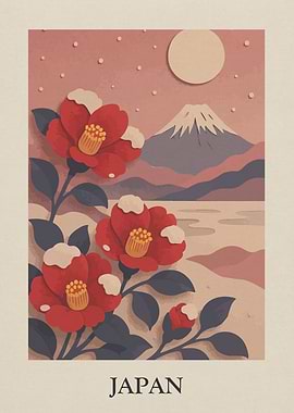 Japan Floral Landscape Art Print