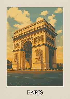 Arc de Triomphe Paris Vintage Poster
