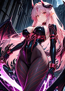 Anime Demon Girl with Sword