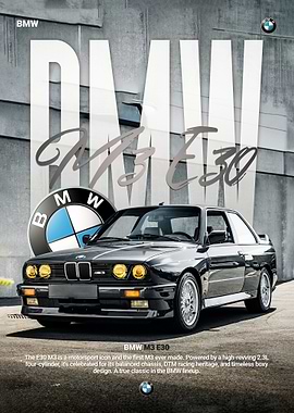 BMW M3 E30 Classic Car Poster