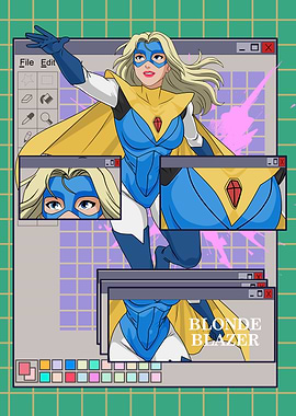 Blonde Blazer Superhero Digital Art