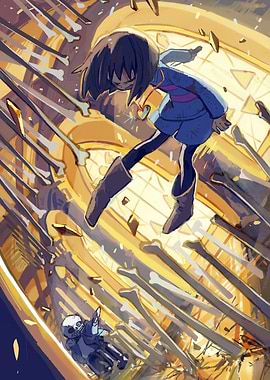 Undertale: Frisk dodging bones
