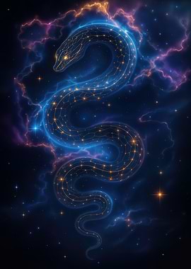 Celestial Snake in Cosmic Nebula