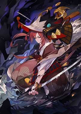 Anime Girl with Sword and Dragon
