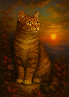 Cat Portrait at Sunset