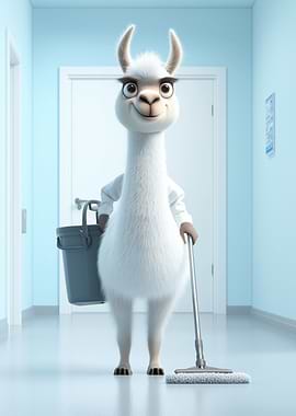 Llama Janitor Cartoon