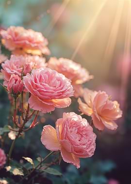 Pink Roses in Sunlight
