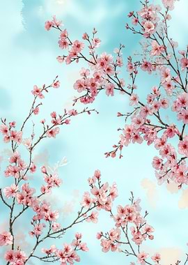 Cherry Blossoms on Blue Sky