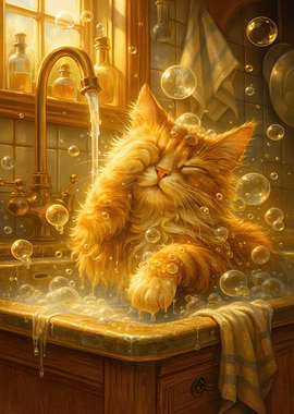 Cat in a Bubble Bath
