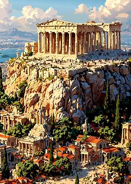 Acropolis of Athens Illustration