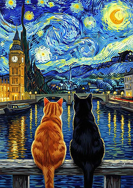 Cats in London, Van Gogh Style