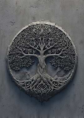 Stone Tree of Life Carving