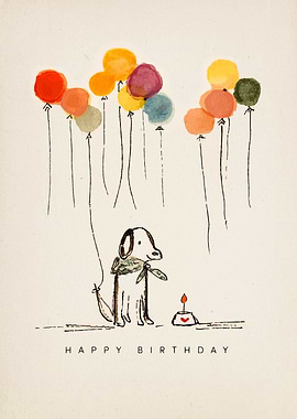 Happy Birthday Dog with Balloons