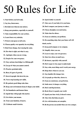 50 Rules for Life List