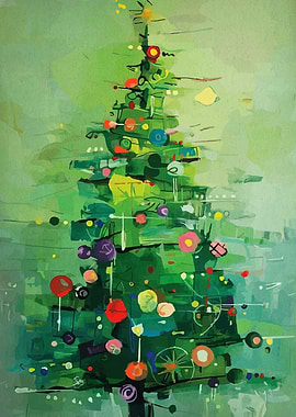 Abstract Christmas Tree Painting