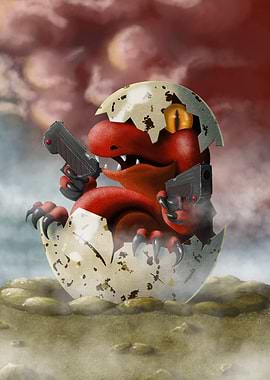 Baby raptor gunslinger
