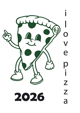 Cartoon Pizza Slice with 'I love pizza'