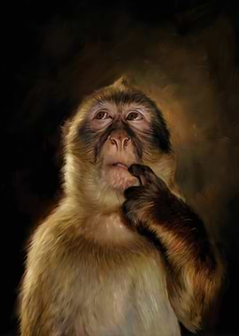 Thinking Monkey Meme Painting