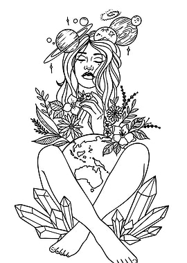 Celestial Woman with Earth and Crystals