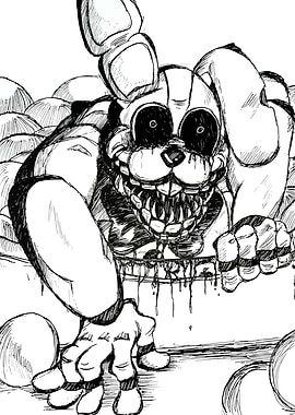 Creepy Bunny Animatronic Ink Drawing