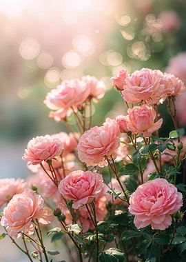 Pink Roses in Bloom