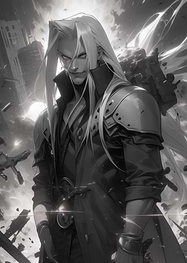Sephiroth in monochrome