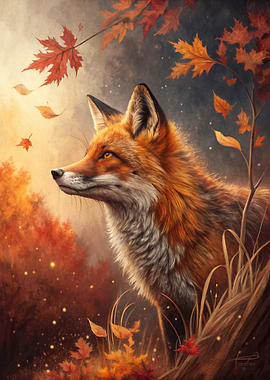 Fox in Autumnal Landscape