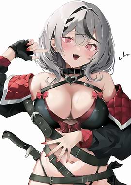 Anime Girl with Sword and Fangs