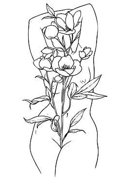 Floral Woman Line Art