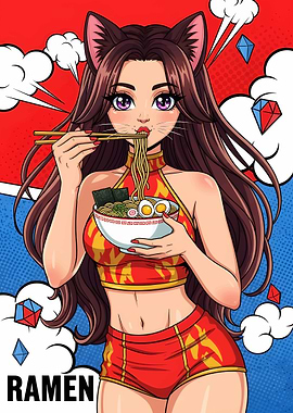 Anime Girl Eating Ramen