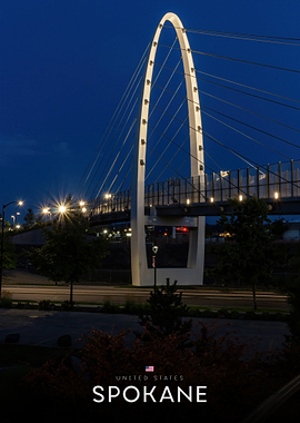 Spokane, Washington Bridge at Night
