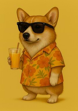 Cool Corgi with Drink