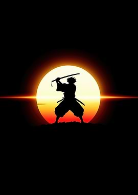 Silhouette Samurai Sunset
