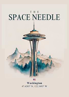 The Space Needle Watercolor Art