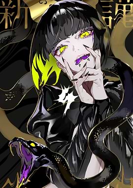 Anime Girl with Snake and Piercings