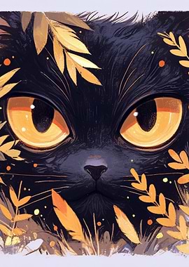 Black Cat with Golden Eyes