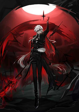 Mysterious Figure in Red and Black