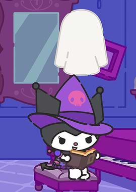 Kuromi Witch Reading Spellbook Cartoon