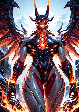 Winged Demon in Snowy Landscape