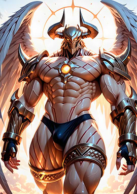 Winged Warrior with Horned Helmet