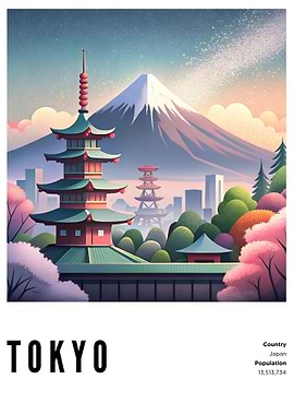 Tokyo cityscape with Mount Fuji