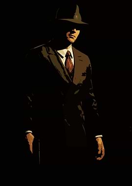 Mysterious Man in Hat and Suit