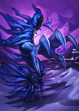 Blue Spectral Figure Snowy Landscape