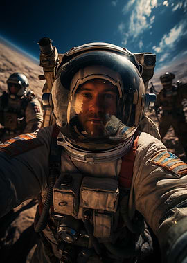 Astronaut selfie in space
